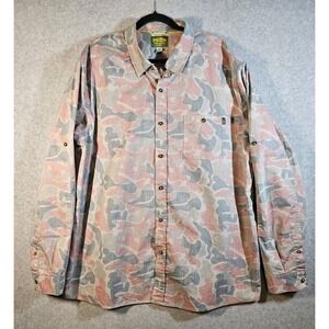 Marsh Wear Gray Pink Camo Shirt Mens 2XL Button Up Fishing Ride the Tide